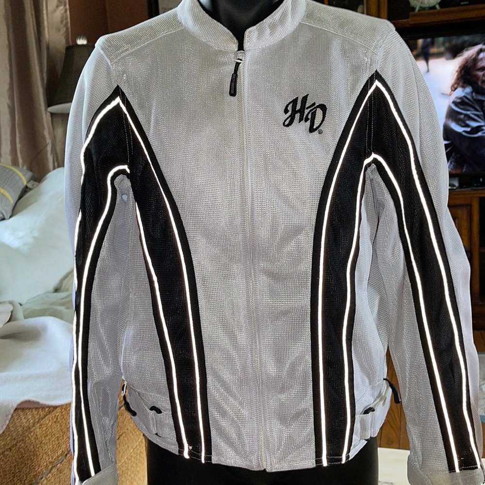 Harley Davidson black and white reflective riding jacket medium